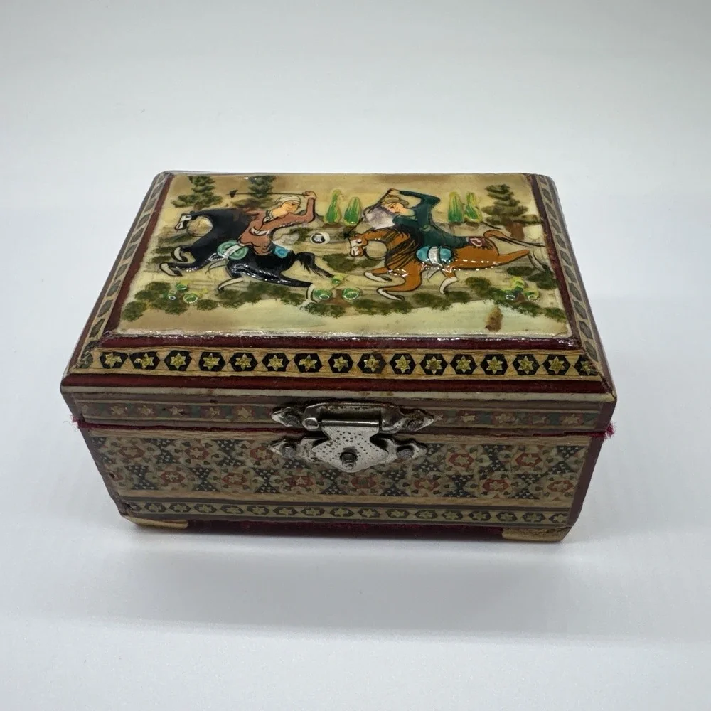 Persian Khatam Wooden Trinket Box  Hand Made-Damaged